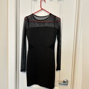 Elegant Black Mesh Sleeve Dress